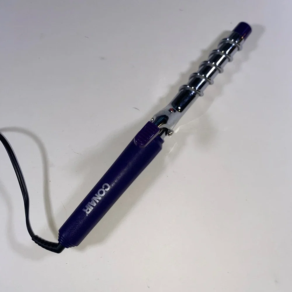 Conair Spiral Curling Iron Purple Chrome Barrel Hair Styling Tool Ringlet Wand